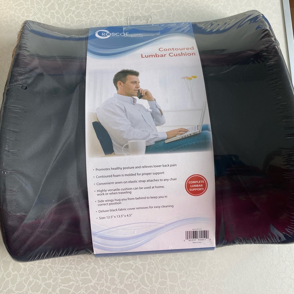 Black Contoured Lumbar Support Cushion